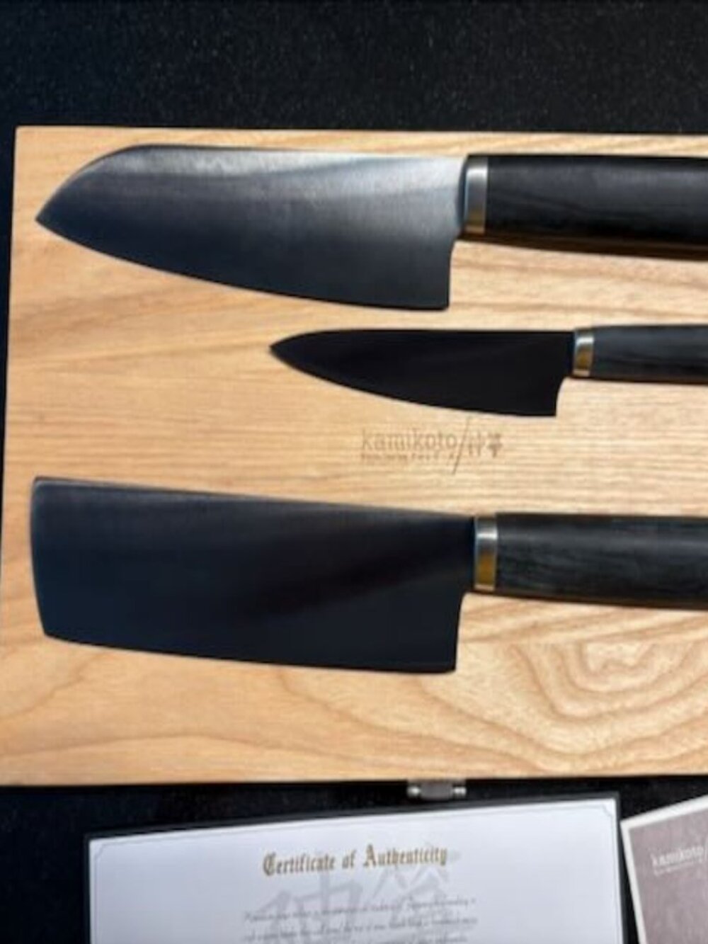 Kamikoto Kuro Knife Set + Ash Wood Storage Box